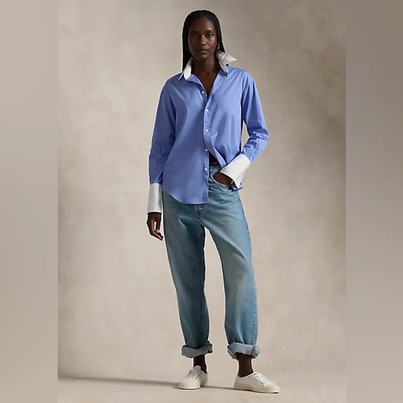 Ralph Lauren black label Extended Cuff Cotton Shirt Purple Stripe 33647 - Picture 4 of 14